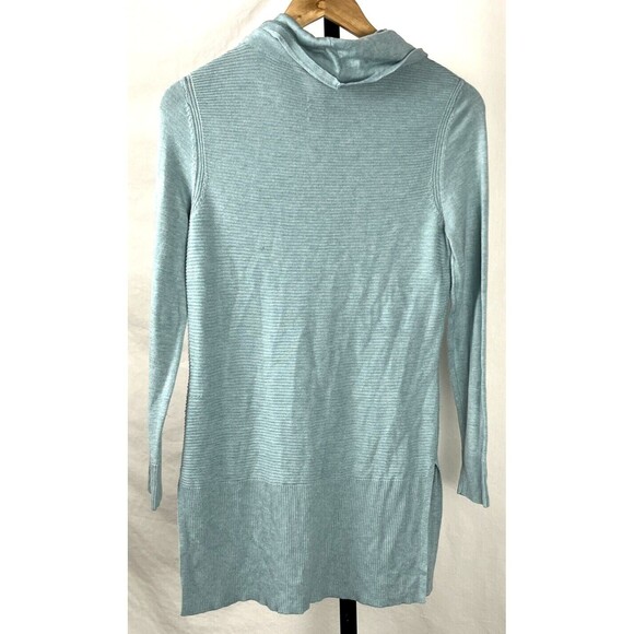 Adrienne Vittadini Sweater Long Sleeve Cowl Neck Pullover Rib Tunic Green Small - Picture 2 of 3